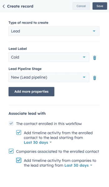 Leads in workflows